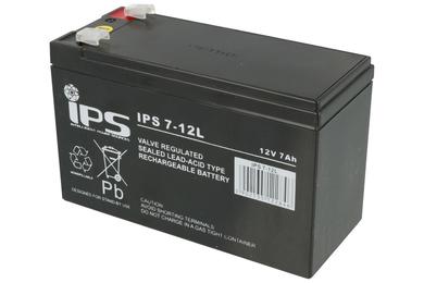 Akumulator; kwasowy bezobsługowy AGM; IPS 7-12L; 12V; 7Ah; 151x65x94(100)mm; konektor 6,3 mm; IPS; 2,2kg; 6÷9 lat