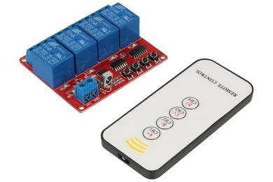 Moduł rozszerzeniowy; przekaźnik; MP-4KIR; 12V; 4- kanałowy; sterowanie pilotem IR; śrubowy