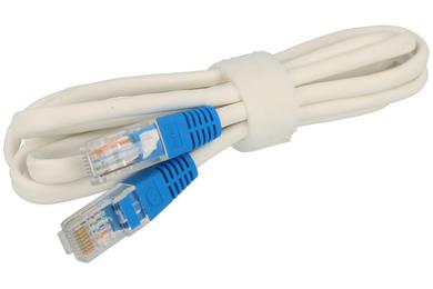 Kabel; patchcord; UTP kat.5e; 2x wtyk RJ45; 1,5m; biały; 4 żyły; PVC; okrągły; linka; Cu