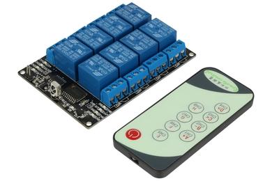 Extension module; relay; MP-8KIR; 12V; 8 channels; control by IR remote controler; screw