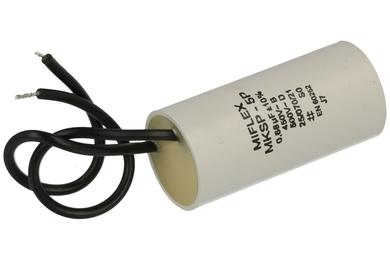 Capacitor; motor; I150V468K-G1; MKSP; 0,68uF; 450V AC; fi 20x42mm; with cables; Miflex; RoHS