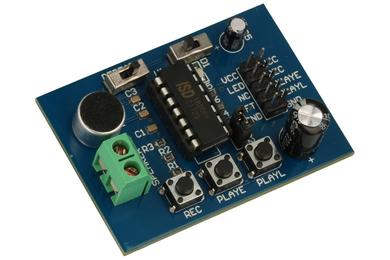 Extension module; audio recorder; A-RA; 3÷5V; screw; playback in a loop; max. recording length 10s; LED light
