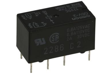 Relay; electromagnetic miniature; G5V212; 12V; DC; DPDT; 2A; 125V AC; 2A; 30V DC; PCB trough hole; Omron; RoHS