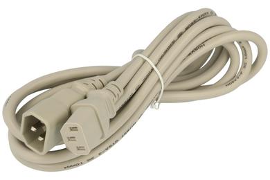 Kabel; przedłużacz; PK-3WP1,5; wtyk IEC C14 IBM prosty; gniazdo IEC C13 IBM proste; 3m; szary; 3 żyły; 1,00mm2; PVC; okrągły; linka; Cu