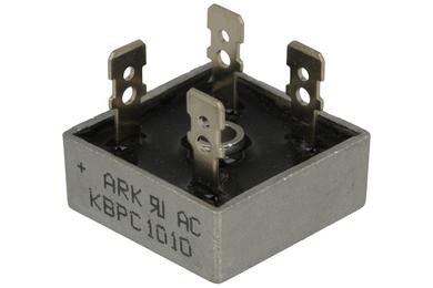 Bridge rectifier; KBPC1010; 10A; 1000V; cube; connectors; typ FM 28,3x28,3x11mm; RoHS