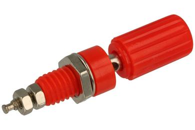 Binding post; 4mm; 24.826.1.; M3; red; 19A; 60V; 49mm; nickel plated brass; ABS