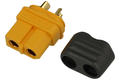 Socket; DC power; XT60H-F; 2 ways; straight; with a cap; yellow; solder; 60A; 500V; polyamide (PA)