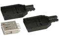 Socket; USB A; A-G-USB A; USB 2.0; black; for cable; straight; solder