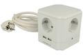 Power socket; extension cord; W-EC-4xBox; CEE 7/4 angled plug; CEE 7/4 straight socket; USB A socket; 1,5m; white; 3 cores; 1,50mm2; 16A; Goobay; round; stranded; Cu; RoHS