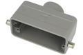 Connector housing; Han A; 19300161441; 16B; metal; straight; for cable; top single cable entry; for single locking lever; entry for M25 cable gland; silver; IP65; Harting; RoHS