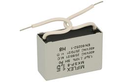 Kondensator; silnikowy (rozruchowy); polipropylenowy; I250V515K-C; MKSP; 1,5uF; 400V; 16x28,5x41,4mm; z przewodami; Miflex; RoHS