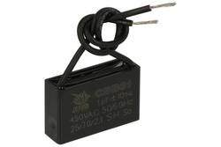 Kondensator; silnikowy (rozruchowy); 1uF; 450V AC; JY-201 1uF/450VAC,+-10%,37*23*13 Pbf; 13,5(24)x23,5x36,5mm; z przewodami; JYC; RoHS