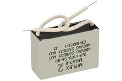 Kondensator; silnikowy (rozruchowy); polipropylenowy; I250V520K-C; MKSP; 2uF; 400V; 16x28,5x41,4mm; z przewodami; Miflex; RoHS