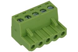 Terminal block; XY2500F-B-05P; 5 ways; R=5,08mm; 18,3mm; 12A; 300V; for cable; angled 90°; square hole; slot screw; screw; vertical; 2,5mm2; green; Xinya; RoHS