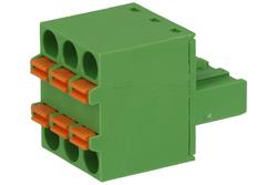 Terminal block; 2ESDB-03P; 3 ways; R=5,08mm; 18mm; 12A; 300V; for cable; angled 90°; square hole; spring; 0,2÷2,5mm2; green; Dinkle; RoHS