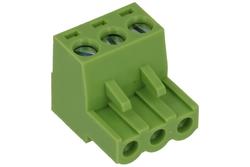 Terminal block; XY2500F-A-03P; 3 ways; R=5,00mm; 18mm; 12A; 300V; for cable; angled 90°; square hole; slot screw; screw; vertical; 2,5mm2; green; Xinya; RoHS