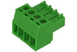 Terminal block; AK1550/4-3.5; 4 ways; R=3,50mm; 15,5mm; 8A; 300V; for cable; angled 90°; square hole; slot screw; screw; vertical; 1,5mm2; green; PTR Messtechnik; RoHS