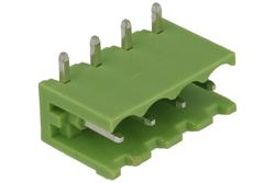 Terminal block; XY2500R-A-04P; 4 ways; R=5,00mm; 8,1mm; 12A; 300V; through hole; angled 90°; open; green; Xinya; RoHS