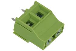 Terminal block; XY130-2P 9.50; 2 ways; R=9,50mm; 21,5mm; 16A; 250V; through hole; straight; lift type; square hole; slot screw; screw; horizontal; 0,5÷4mm2; green; Xinya; RoHS