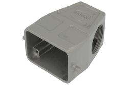 Connector housing; Han A; 19300060547; 6B; aluminum; angled 45°; for cable; entry for M32 cable gland; with single locking lever; one side cable entry; grey; IP65; Harting; RoHS