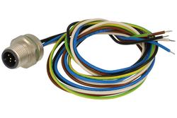 Plug with cable; 43-01010; M12-5p; 5 ways; straight; with 0,5m cable; 0,25mm2; for panel; threaded joint (M16x1,5); 16mm; black; IP67; 7,5A; 250V; Conec; RoHS