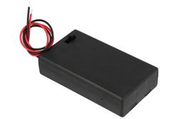 Battery holder; KBR348143; 3xR3(AAA); with cable; with switch; with lid; container; black; R3 AAA