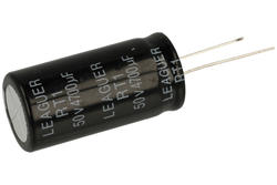 Kondensator; elektrolityczny; 4700uF; 50V; RT1; KE4700/50/20x40t; fi 20x40mm; 10mm; przewlekany (THT); luzem; Leaguer; RoHS