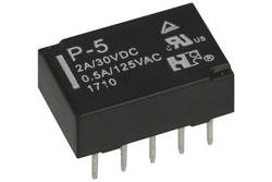 Relay; electromagnetic miniature; P-5; 5V; DC; DPDT; 0,5A; 125V AC; 1A; 30V DC; PCB trough hole; Forward Relays; RoHS