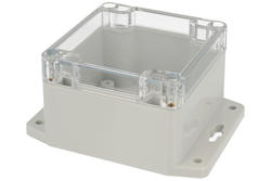 Enclosure; multipurpose; G256CMF; polycarbonate; 82mm; 80mm; 55mm; IP65; light gray; transparent lid; mounting brackets; Gainta; RoHS