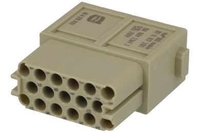 Socket; Han DD; 09140173101; 17 ways; polycarbonate; straight; for cable; crimped; 10A; 150V; white; Harting; RoHS