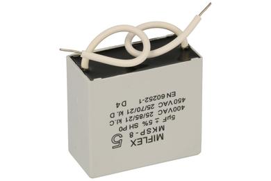 Capacitor; polypropylene; motor; I250V550J-C; MKSP; 5uF; 400V; 21x38x42,1mm; with cables; Miflex; RoHS