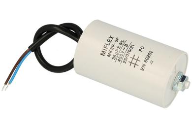 Capacitor; motor; I150V635J-D10; MKSP; 35uF; 450V AC; fi 50x83mm; with cables; screw with a nut; Miflex; RoHS