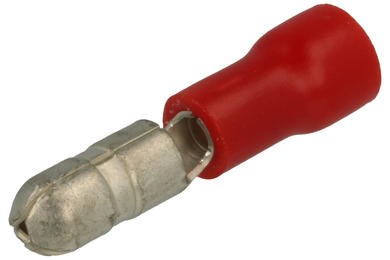 Connector; 4mm; ferrule male; insulated; KMOR4; red; straight; for cable; 0,5÷1,5mm2; crimped; 1 way