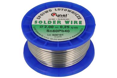 Soldering wire; 2,0mm; reel 0,25kg; LC60/2.00/0,25/bt; lead; Sn60Pb40; Cynel; wire; flux free; solder tin