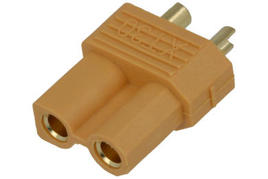 Socket; DC power; XT30A-F; 2 ways; straight; yellow; solder; 30A; 500V; polyamide (PA)