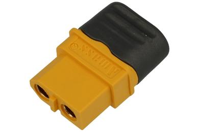 Socket; DC power; XT60H-F; 2 ways; straight; with a cap; yellow; solder; 60A; 500V; polyamide (PA)