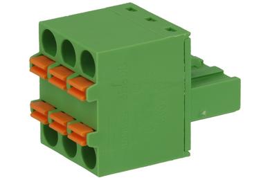 Terminal block; 2ESDB-03P; 3 ways; R=5,08mm; 18mm; 12A; 300V; for cable; angled 90°; square hole; spring; 0,2÷2,5mm2; green; Dinkle; RoHS