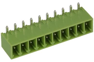 Terminal block; XY2500R-G-10P3.5; 10 ways; R=3,50mm; 7mm; 8A; 125V; through hole; angled 90°; closed; green; Xinya; RoHS