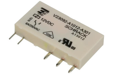 Relay; electromagnetic miniature; V23092-A1012-A301; 12V; DC; SPDT; 6A; 250V AC; PCB trough hole; for socket; Schrack/TE Connectivity; RoHS