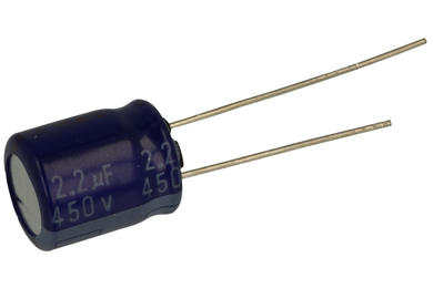 Kondensator; elektrolityczny; 2,2uF; 450V; NHG; ECA2WM2R2; fi 10x12,5mm; 5mm; przewlekany (THT); luzem; Panasonic; RoHS