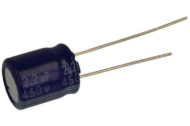 Capacitor; electrolytic; 2,2uF; 450V; NHG; ECA2WM2R2; diam.10x12,5mm; 5mm; through-hole (THT); bulk; Panasonic; RoHS