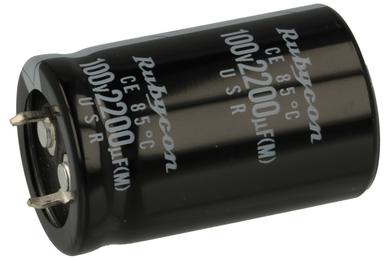 Capacitor; electrolytic; SNAP-IN; 2200uF; 100V; 100USR2200M; 20%; fi 25x40mm; 10mm; through-hole (THT); bulk; -40...+85°C; 2000h; Rubycon; RoHS
