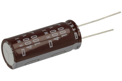 Kondensator; elektrolityczny; niskoimpedancyjny; 100uF; 400V; KMX400VB101ME1; fi 16x40mm; 7,5mm; przewlekany (THT); luzem; Nippon; RoHS