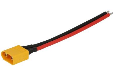 Plug; DC power; A-XT60-M; 2 ways; straight; with 0,1m cable; yellow; solder; 60A; 500V; polyamide (PA)