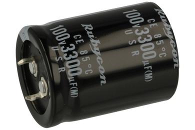Kondensator; elektrolityczny; SNAP-IN; 3300uF; 100V; 100USR3300MPHLSN; 20%; fi 30x40mm; 10mm; przewlekany (THT); luzem; -40...+85°C; 2000h; Rubycon; RoHS