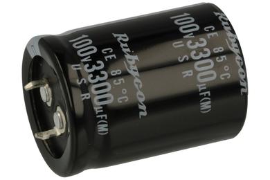 Capacitor; SNAP-IN; electrolytic; 3300uF; 100V; 100USR3300MPHLSN; 20%; diam.30x40mm; 10mm; through-hole (THT); bulk; -40...+85°C; 2000h; Rubycon; RoHS