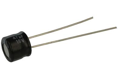 Capacitor; mini; electrolytic; 47uF; 16V; S5; S5016M0047BZF-0605; fi 6X5mm; 2,5mm; through-hole (THT); bulk; Yageo; RoHS