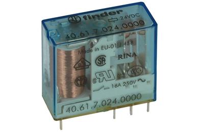 Relay; electromagnetic miniature; 40.61.7.024.0000; 24V; DC; SPDT; 16A; 250V AC; PCB trough hole; for socket; Finder; RoHS