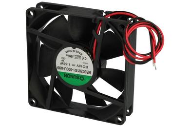 Fan; EE80201S1-000U-A99; 80x80x20mm; slide bearing; 12V; DC; 1,56W; 61,16m3/h; 38dB; 130mA; 3300RPM; 2 wires; Sunon; RoHS; 4,5÷13,8V; 300mm