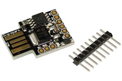 Extension module; programmer; ATTINY85; 5÷35V; USB; LED light; 5V 500mA stabilizer; compatible with Arduino IDE 1.0+